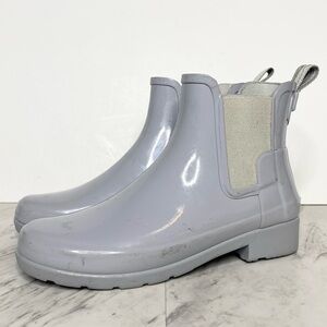 Hunter Ankle Chelsea Gray Gloss Rain Boot 5